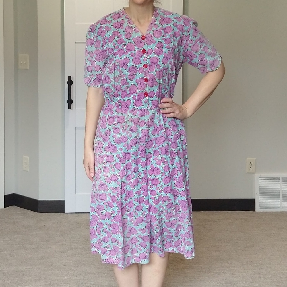 1930's Feedsack Work Dress 30's True Vintage M - image 3